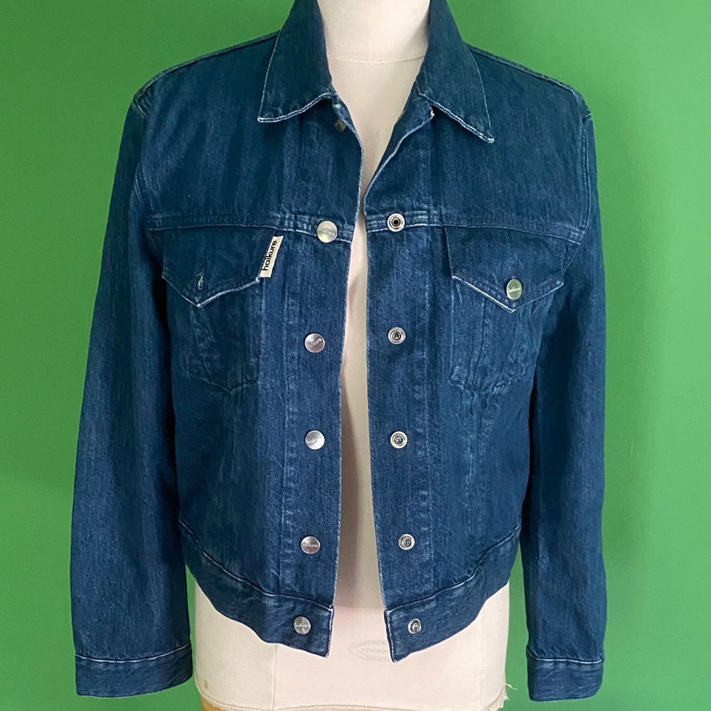 Hiakure Dark Blue Denim Trucker Jacket made in Italy medium